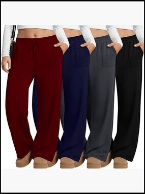 Plus Size Drawstring Yoga Pants with Pockets Wide Leg Sweatpants Lounge